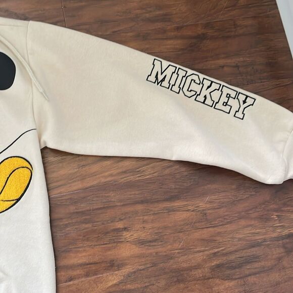 Disney Mickey Mouse Women’s Ivory Color Full Zip Hooded Sweatshirt Sz XS - Picture 3 of 10